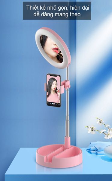 Gậy livestream Gấp gọn 58cm đèn LED 3 Chế độ màu quay video tiện dụng