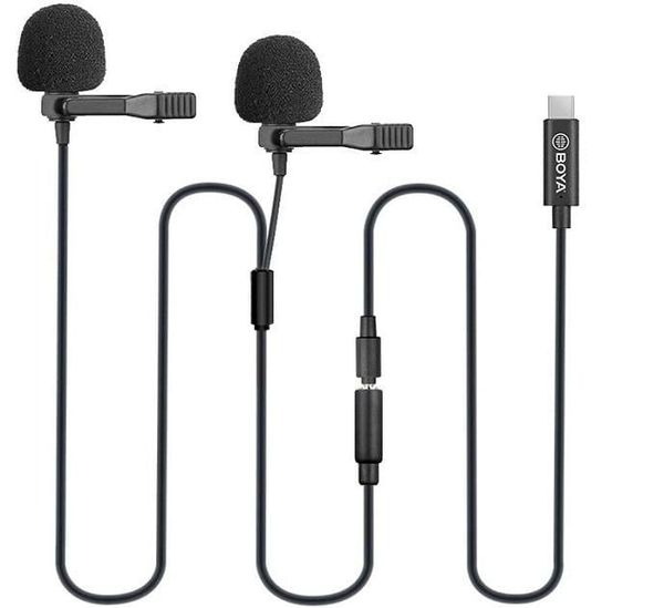 Micro thu âm Boya BY-M3D - Micro thu âm cài áo 2 mic ( Cổng type C )