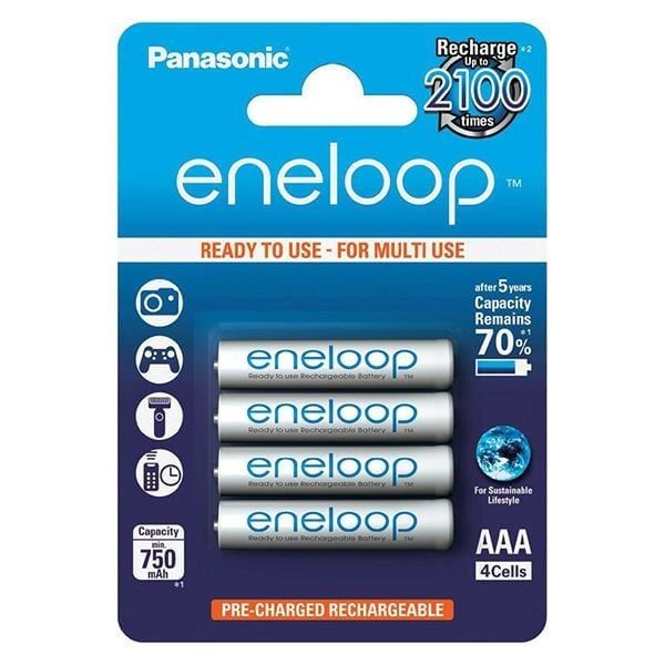 Pin sạc AAA Eneloop 750mAh, Vỉ 4 viên