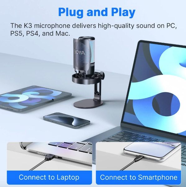 Micro Thu Âm Boya K3 - Micro USB để bàn