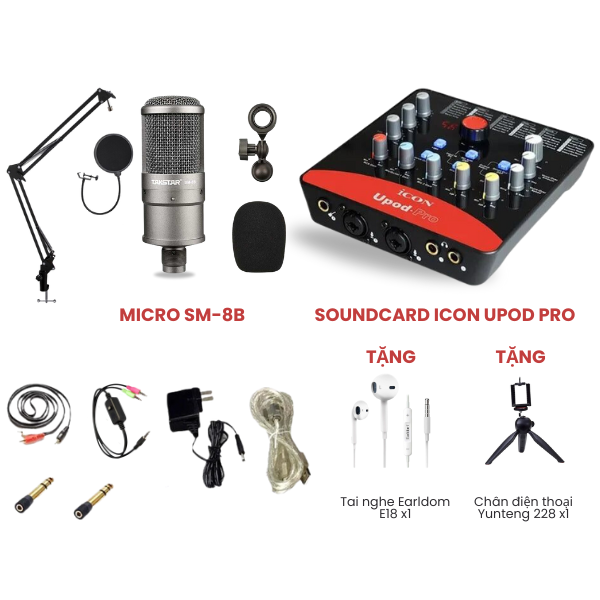 Bộ livestream Icon Upod Pro Micro thu âm Takstar SM-8B
