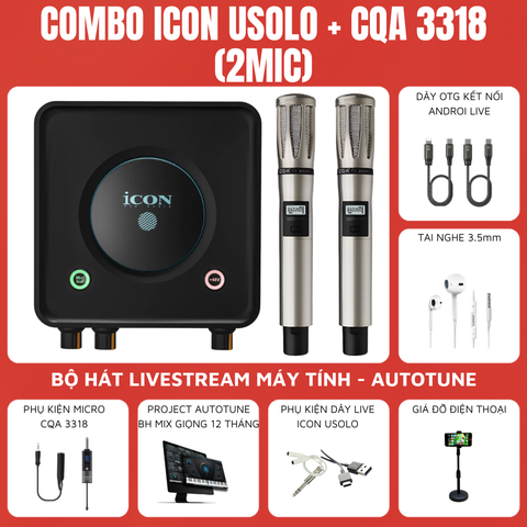 Bộ livestream Icon Usolo - 2 Micro thu âm CQA 3318