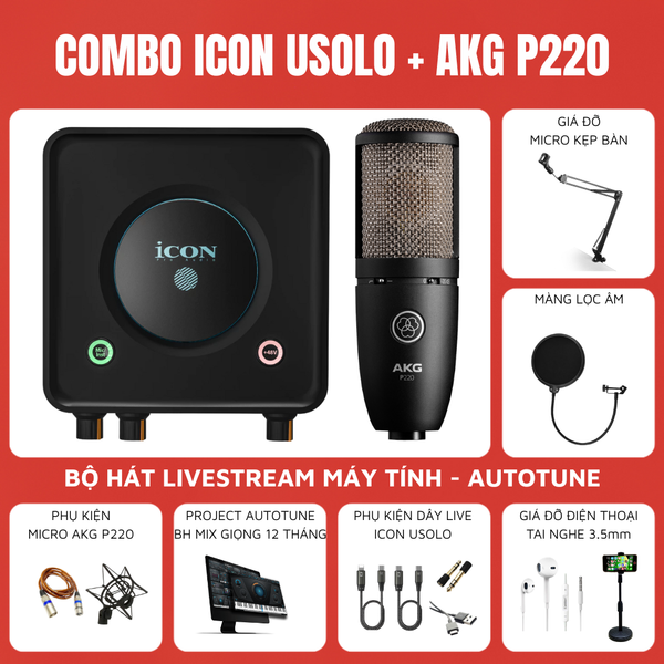Bộ livestream Icon Usolo - Micro thu âm AKG P220