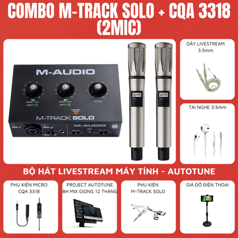 Combo Thu Âm Soundcard M-Audio M-TRACK SOLO và 2 Micro CQA 3318