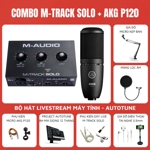 Combo Thu Âm Soundcard M-Audio M-TRACK SOLO và Micro AKG P120