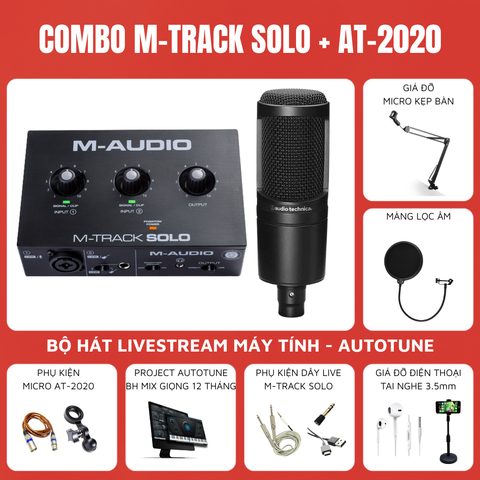 Combo Thu Âm Soundcard M-Audio M-TRACK SOLO và Micro AT2020 Audio Technica