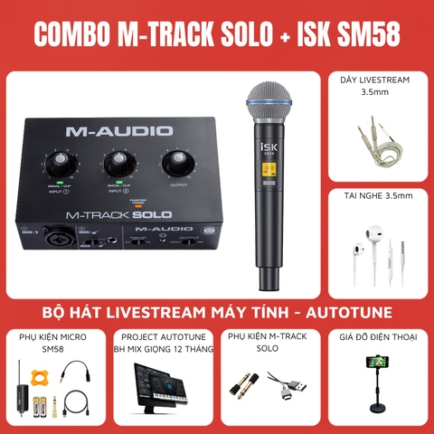 Combo Thu Âm Soundcard M-Audio M-TRACK SOLO và Micro ISK SM58