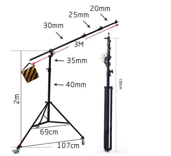 Bộ Tay Boom Treo Đèn 4M, Thiết Bị Gắn Micro Và Máy Ảnh