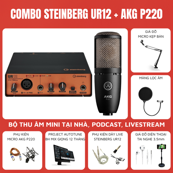 Bộ thu âm Steinberg UR12 Micro thu âm AKG P220