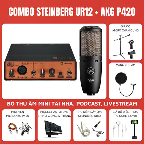 Bộ thu âm Steinberg UR12 Micro thu âm AKG P420