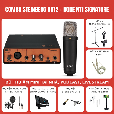 Bộ thu âm Steinberg UR12 Micro thu âm Rode NT Signature