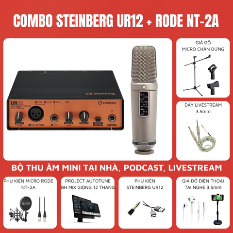Bộ thu âm Steinberg UR12 Micro thu âm Rode NT-2A