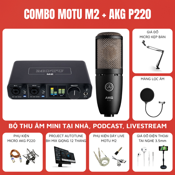 Bộ thu âm MOTU M2 Micro thu âm AKG P220