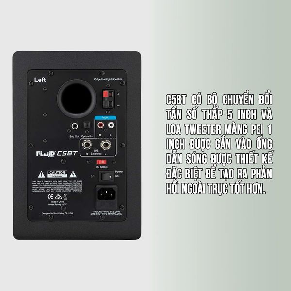 Loa kiểm âm Fluid Audio C5BT Bluetooth 5 Studio Monitors (Pair)