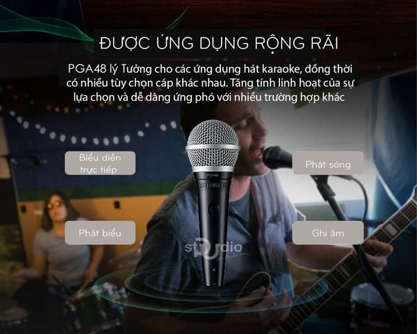 Micro có dây cầm tay Shure PGA48-LC Cardiod Dynamic