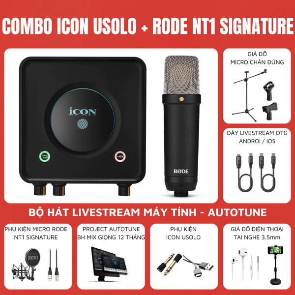Bộ livestream Icon Usolo - Micro thu âm Rode NT-1 Signature