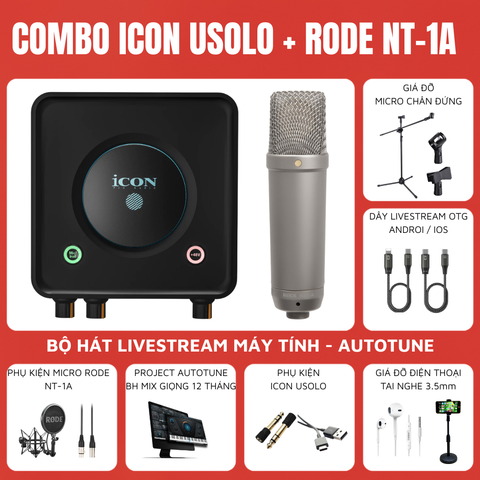Bộ livestream Icon Usolo - Micro thu âm Rode NT1A