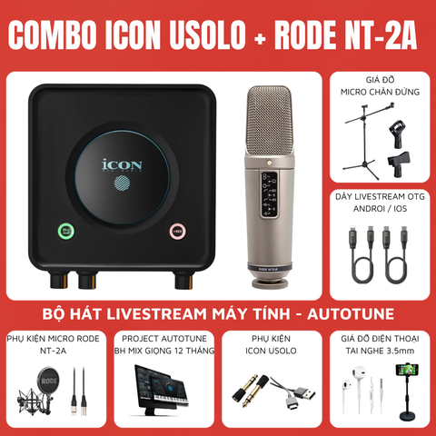 Bộ livestream Icon Usolo - Micro thu âm Rode NT-2A