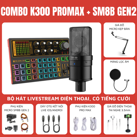 Bộ livestream K300 PRO MAX và Micro thu âm Takstar SM-8B (Gen 2)