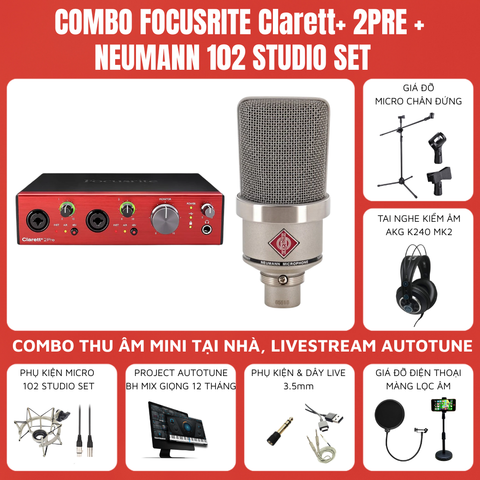 Combo Thu Âm Focusrite Clarett+ 2Pre Micro Neumann 102 Studio Set