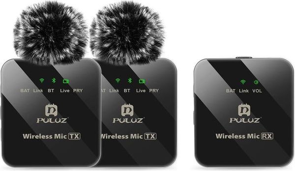 Micro cài áo PULUZ (1 RX + 2 TX) Micro cài áo không dây đa năng