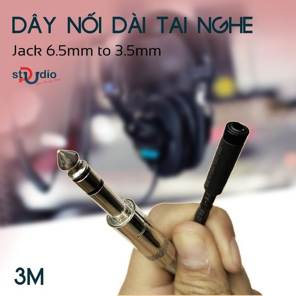 Dây nối dài tai nghe Jack 6.5mm to 3.5mm (3M)