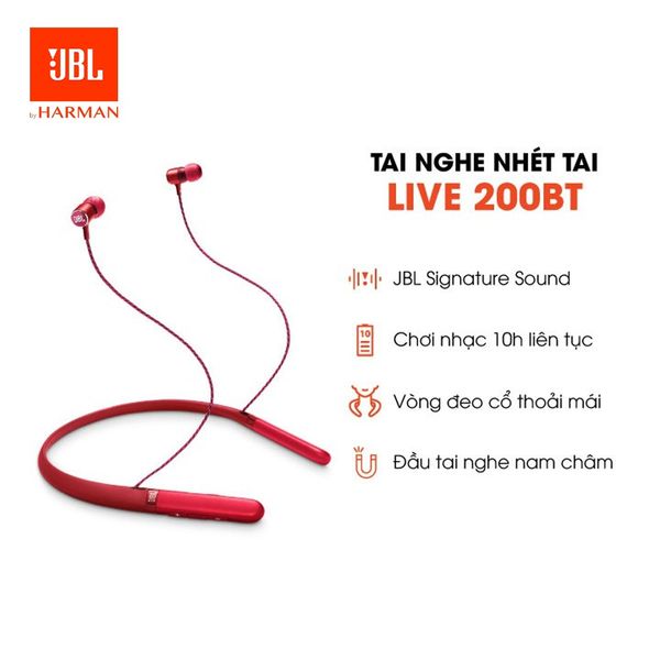 Tai nghe nhét tai thể thao Bluetooth JBL LIVE200BT, tai nghe thể thao nhét tai JBL