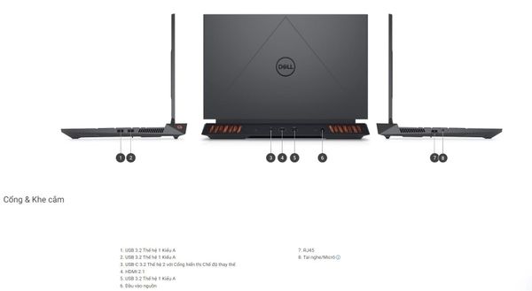 Laptop Dell Gaming G15 5530 i9HX161W11GR4060 (i9 13650HX/ 16GB/ 1TB SSD/ RTX 4060 8GB/ 15.6 inch FHD/ 165Hz/ Win 11/ Office/ 1Y)