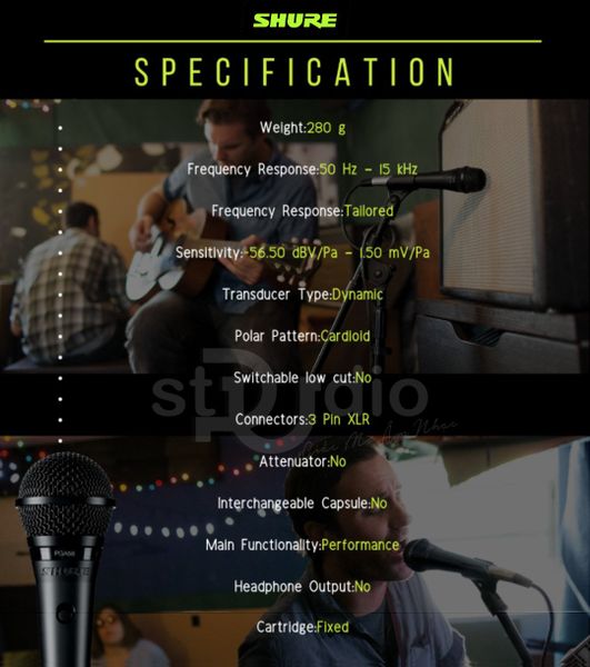 Micro thu âm nhạc cụ Shure PGA57-LC Cardiod Dynamic