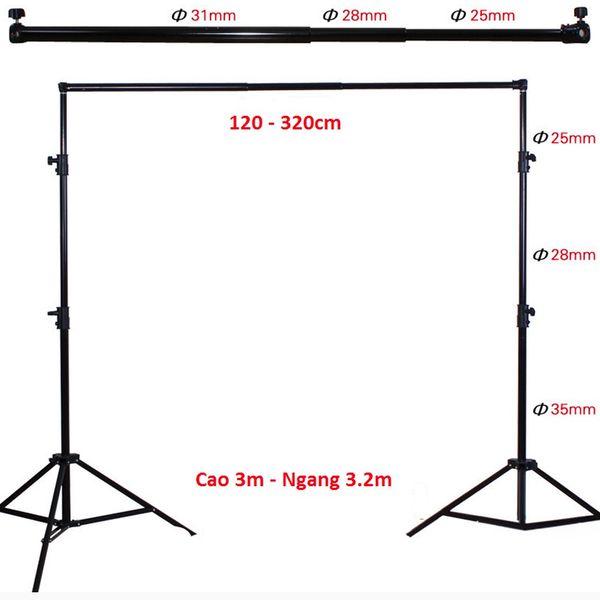 Giá Treo Phông 3 x 4m - Giá treo phông chắc chắn di động loại có thể rút 1,3m - 1,4m