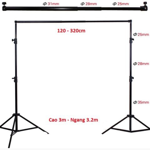 Giá Treo Phông 3 x 4m - Giá treo phông chắc chắn di động loại có thể rút 1,3m - 1,4m