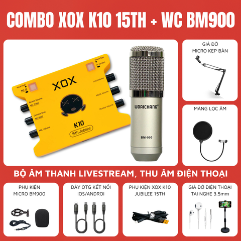 Bộ livestream XOX K10 15th Micro thu âm BM900