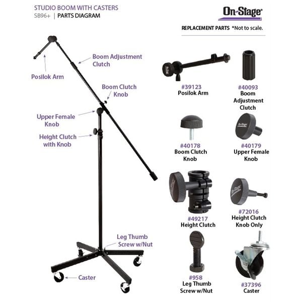 Chân Microphone ON-STAGE SB96+ STUDIO BOOM WITH 7 MINI BOOM EXTENSION AND CASTERS