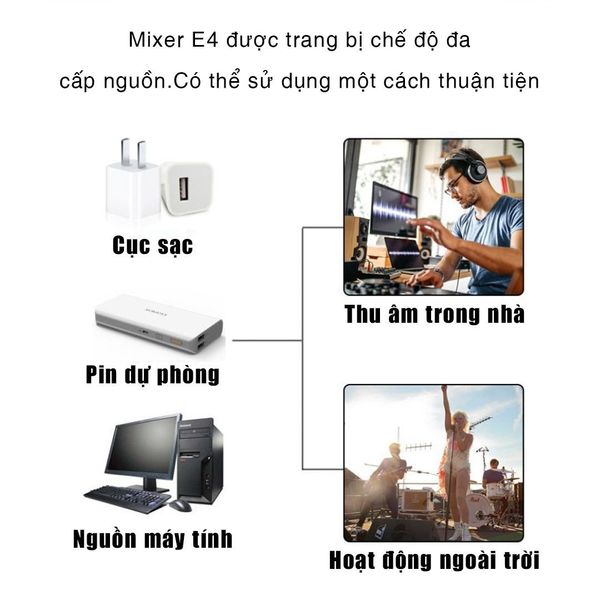 Mixer Livestream Karaoke Mickle E4, Mixer Livestream có 99 hiệu ứng