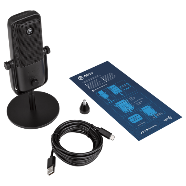 Microphone Elgato Wave 3/ Black, Micro thu âm USB