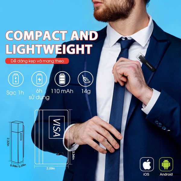 Micro cài áo Bluetooth SmartMike +, Micro cài áo thông minh tiện lợi