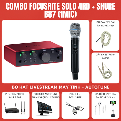 Bộ thu âm Focusrite Scarlett Solo (Gen 4) - Micro thu âm Shure B87