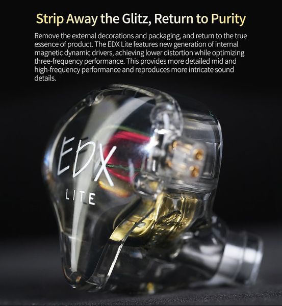 Tai nghe KZ-EDX Lite trong suốt Tai nghe nhét tai livestream ( In ear ) Clear