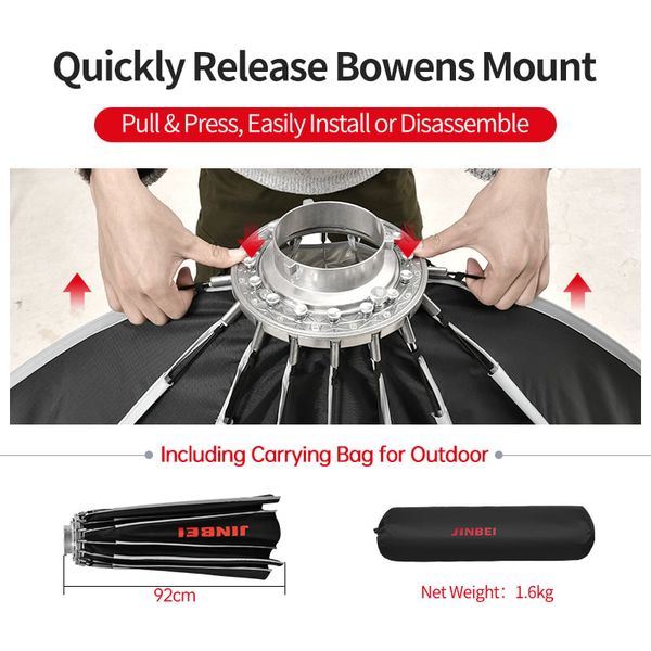 Softbox Jinbei Thao tác nhanh KE-90Cm Deep tổ ong