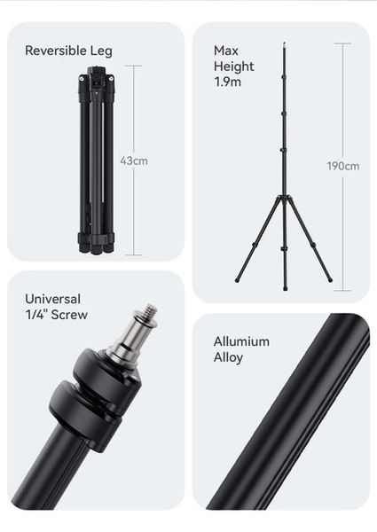 Chân Đèn Hợp Kim Nhôm Gấp Ngược ULANZI TT43