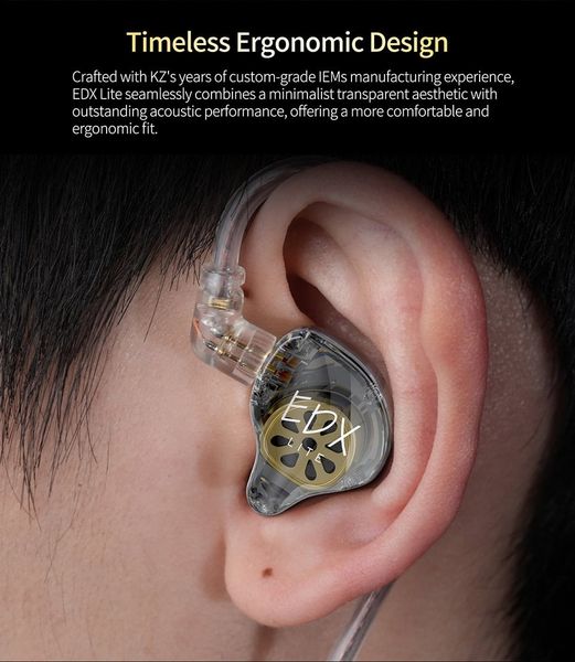 Tai nghe KZ-EDX Lite trong suốt Tai nghe nhét tai livestream ( In ear ) Clear
