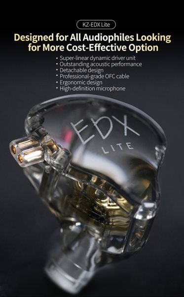 Tai nghe KZ-EDX Lite trong suốt Tai nghe nhét tai livestream ( In ear ) Clear