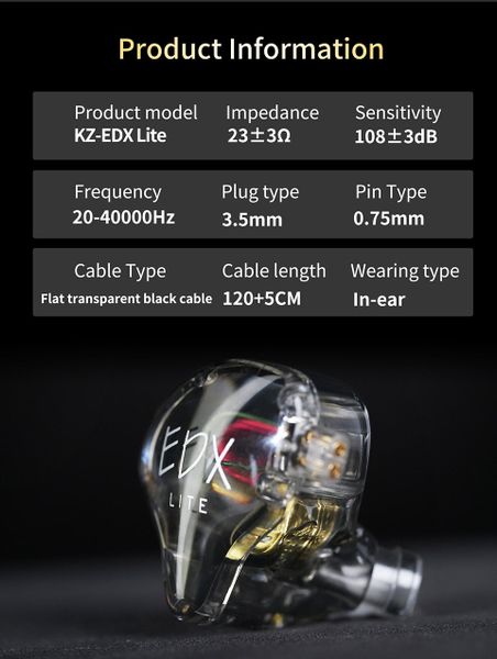 Tai nghe KZ-EDX Lite trong suốt Tai nghe nhét tai livestream ( In ear ) Clear