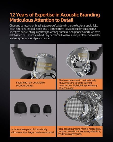 Tai nghe nhét tai In-ear Livestream KZ-DAWN OFC Cable