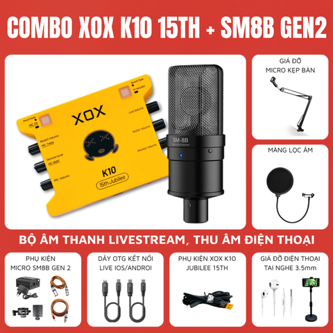 Bộ Livestream XOX K10 15th Micro thu âm Takstar SM8B ( gen 2 )