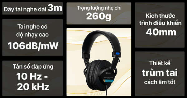 Tai Nghe Kiểm Âm Closed-Back Sony MDR-7506