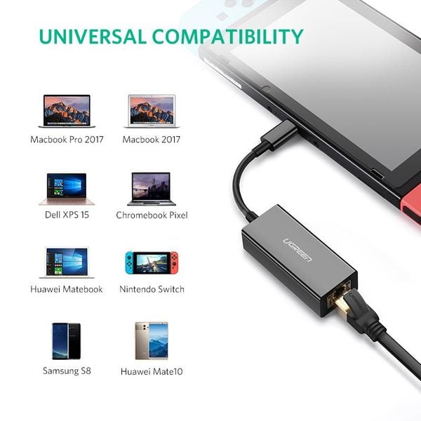 Cáp USB Type-C to Lan 10/100/1000Mbps chính hãng Ugreen 50307