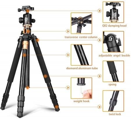 Chân máy ảnh Tripod Beike Q999H bản trục đứng vuông góc