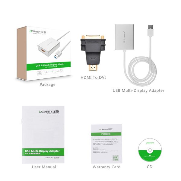 Cáp USB 3.0 to HDMI chính hãng Ugreen