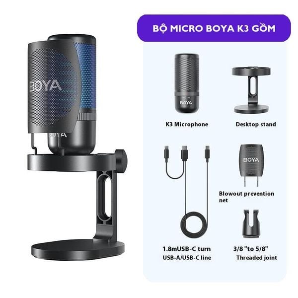 Micro Thu Âm Boya K3 - Micro USB để bàn